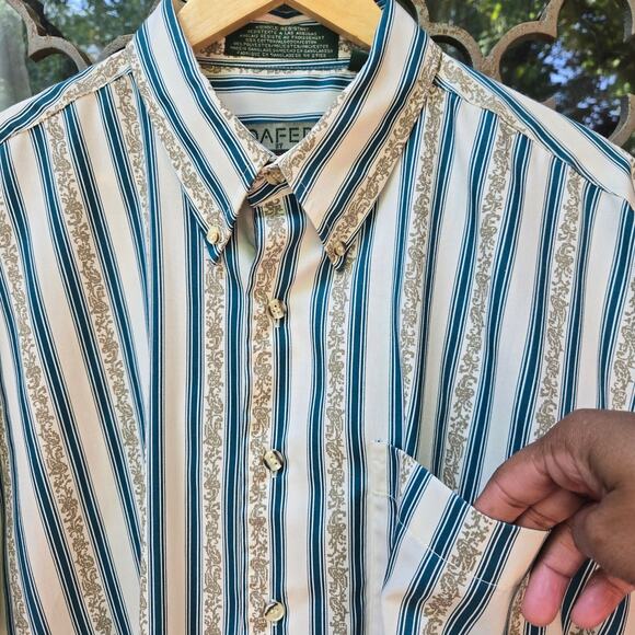 Loafers by Reed St James Mens Vintage Country Western Striped Button-Up Shirt XL - Picture 4 of 11